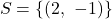 \[S = \{(2,\ -1)\}\]