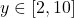 y \in [2,10]