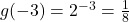 g(-3) = 2^{-3} = \frac{1}{8}