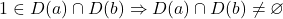 \[1 \in D(a) \cap D(b) \Rightarrow D(a) \cap D(b) \neq \varnothing\]