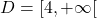 D = [4, +\infty[