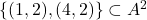 \{(1, 2), (4, 2)\} \subset A^2