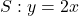 S: y = 2x