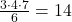 \frac{3 \cdot 4 \cdot 7}{6} = 14