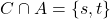 C \cap A = \{s, t\}