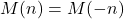 M(n) = M(-n)