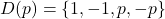 \[D(p) = \{1, -1, p, -p\}\]