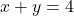 x + y = 4