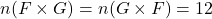 n(F \times G) = n(G \times F) = 12