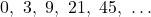 0,\ 3,\ 9,\ 21,\ 45,\ \dots