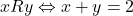 xRy \Leftrightarrow x + y = 2