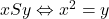 xSy \Leftrightarrow x^2 = y